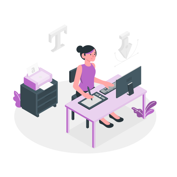 Illustration of a designer working at a screen — cover for the mcp-storyset MCP server project