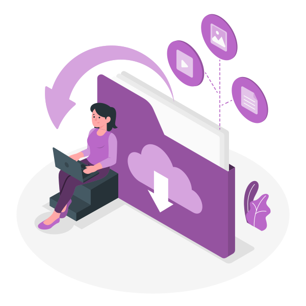 Illustration of a file downloading to a device — cover for the Download Media Bot project