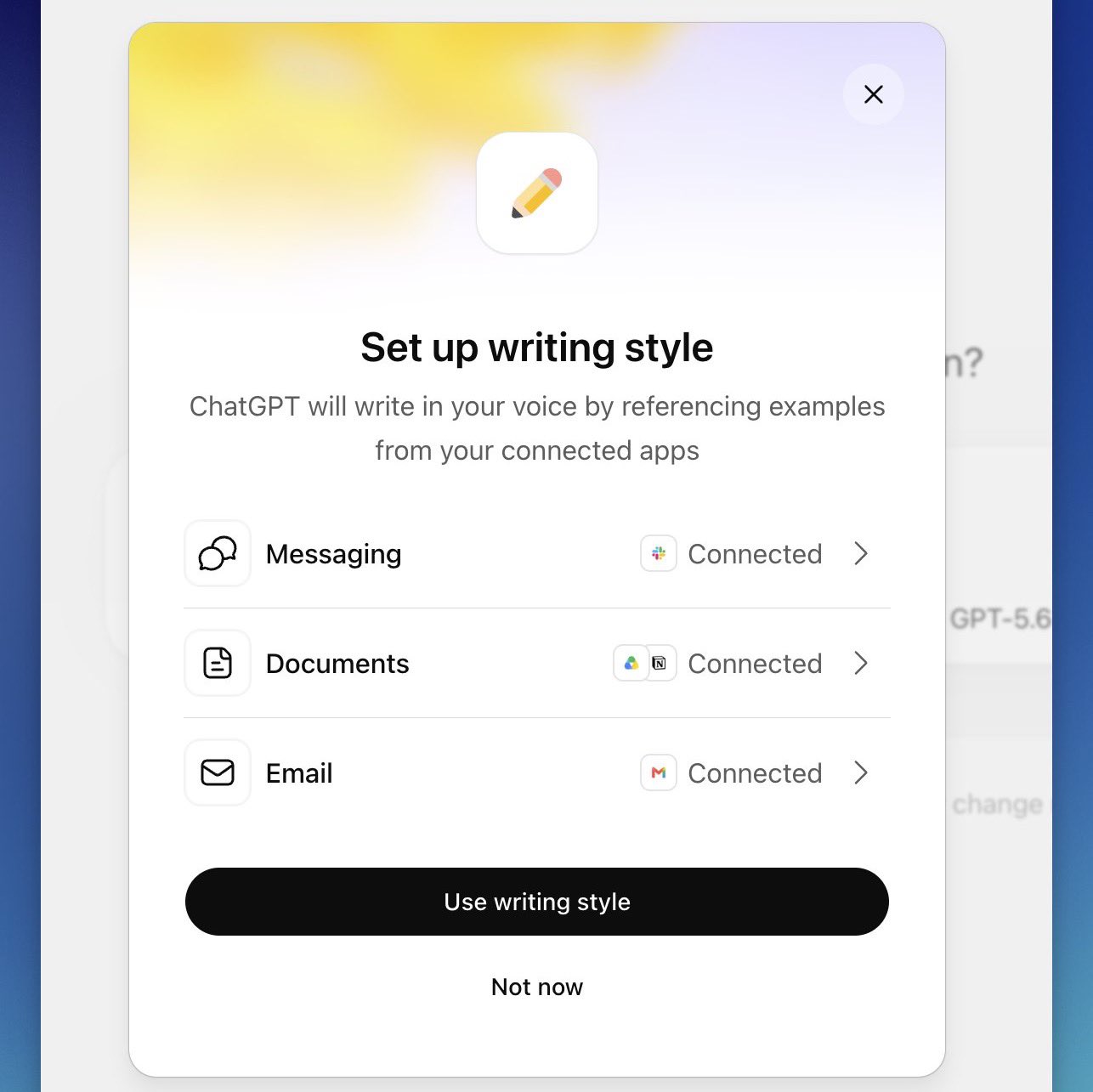 ChatGPT Writing Style feature